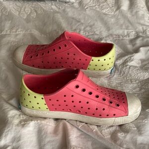 Native Kids Pink and Lime Perforated Slip-On Water Shoes